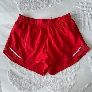 Lululemon Hotty Hot Running Shorts, Size 8, Red, 4 inch inseam